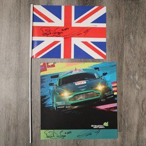 2008 Drayson Barwell Austin Martin Vantage GT2 Signed Drayson Cocker Card & Flag